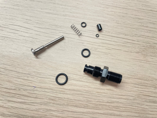 Positiv-Ventilshaft für Scott Equalizer OTS Dämpfer – Ersatzventil für die positive Luftkammer, passend für Scott Genius und Ransom Modelle, Detailansicht des hochwertigen Fahrrad-Dämpferbauteils.