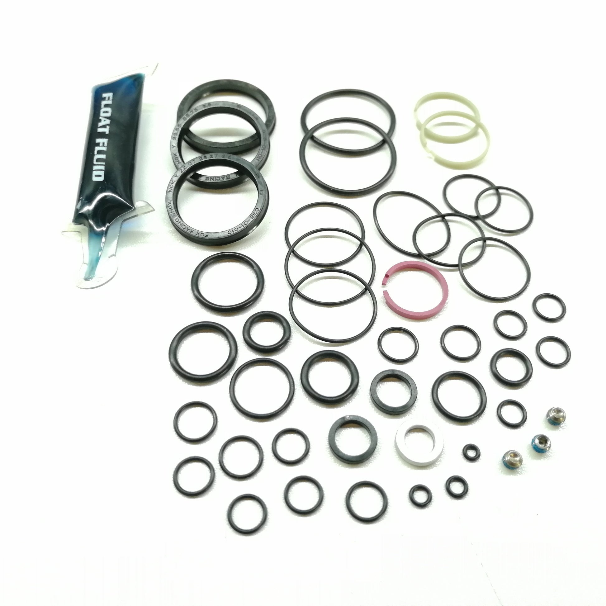 Fox Float 32mm Open Bath R/RL/RLC/Terralogic/Vanilla Service Kit, featuring a 1x Seal Kit SKU: 13-803-00-078 and Fox FLOAT Fluid air chamber oil. 